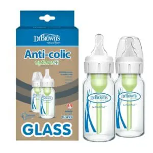Dr. Browns Natural Flow Anti-Colic Options Plus Narrow Glass Baby Bottle 4 oz 2 Pack