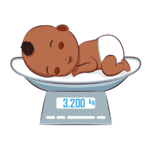 Newborn Infant on Baby Scale