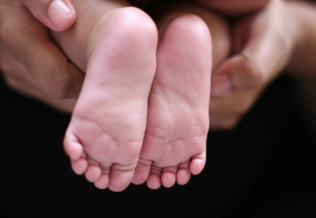 closeup shot of the feet of a baby