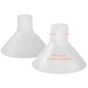 A pair of BeauGen Breast Pump Cushions with a measurement on them.