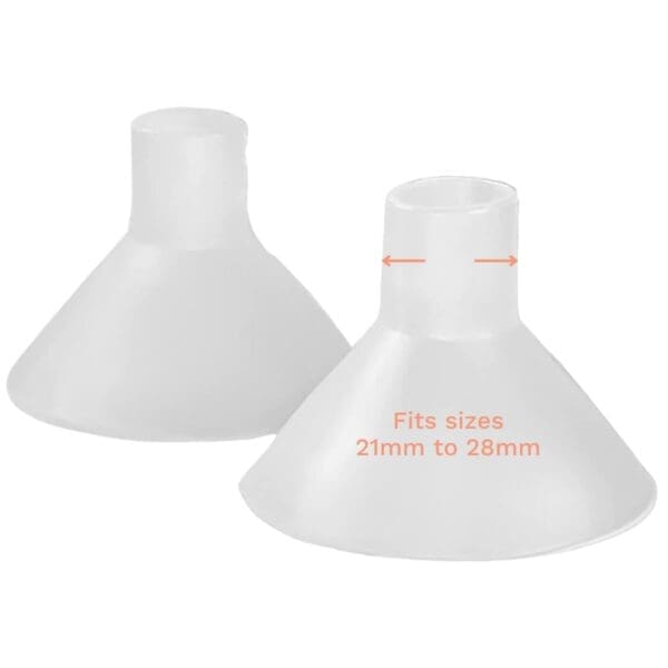 A pair of BeauGen Breast Pump Cushions with a measurement on them.