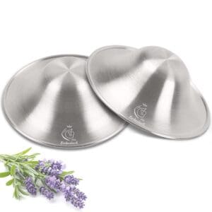 Two Boboduck Nipple Shields for Nursing Newborn with lavender in the middle.