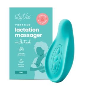 A package with LaVie The Original Lactation Massager for Breastfeeding, Nursing, Pumping, Better Milk Flow, Reduced Discomfort (Teal) in it.