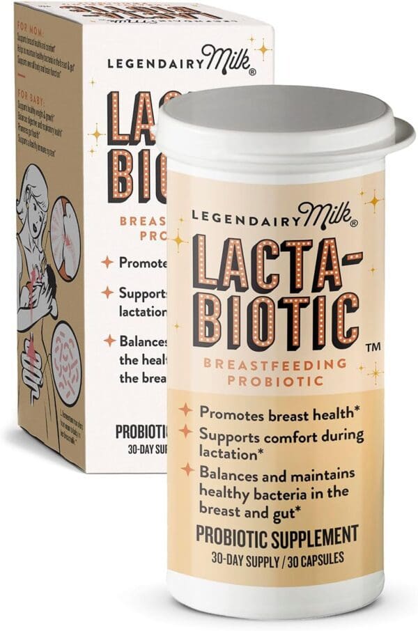 Legendairy Milk Lacta-Biotic Breastfeeding Probiotic Lactation Supplements - Breast and Gut Health for Mom and Infant Immune Health for Baby.