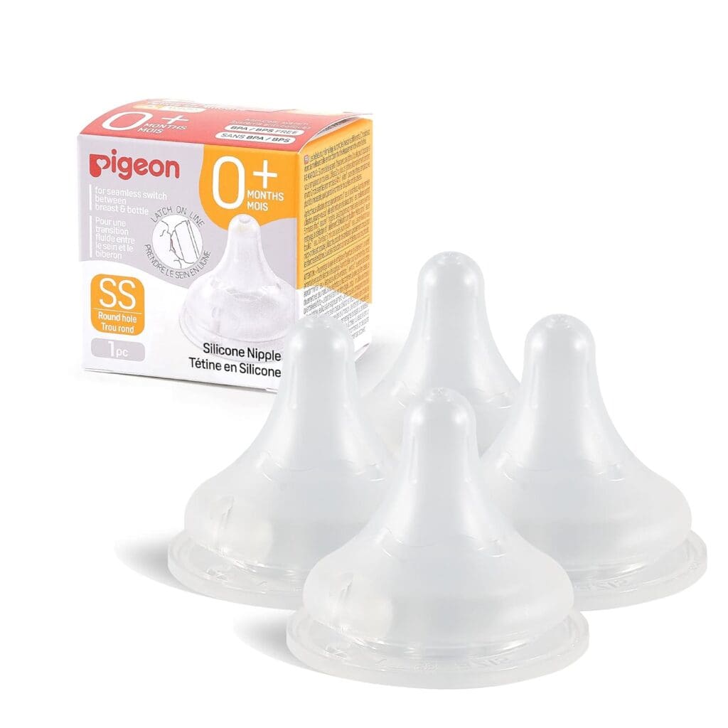 Pigeon Silicone Nipple (SS) with LatchOn Line, Natural Feel, 0+ Months