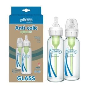 Dr. Browns Natural Flow Anti-Colic Options Plus Narrow Glass Baby Bottle 8 oz 2 Pack