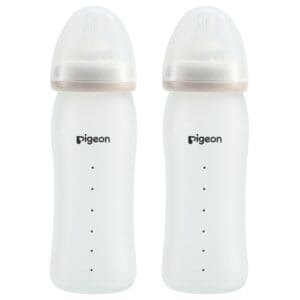 Pigeon Silicone Coating Glass Inside Silicone Outside Nursing Bottle 81 Oz Pack of 2