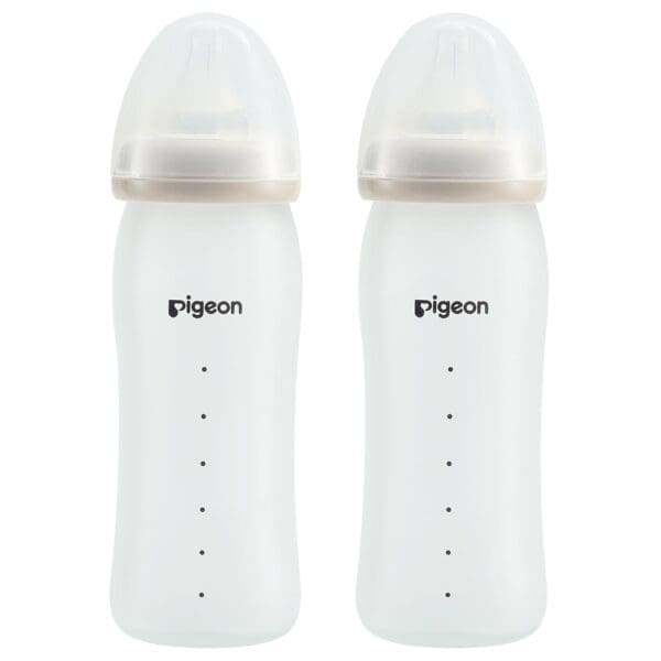 Pigeon Silicone Coating Glass Inside Silicone Outside Nursing Bottle 81 Oz Pack of 2