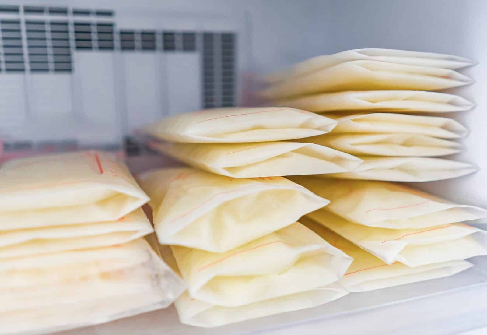 Bags of stored breastmilk illustrating safe milk storage.