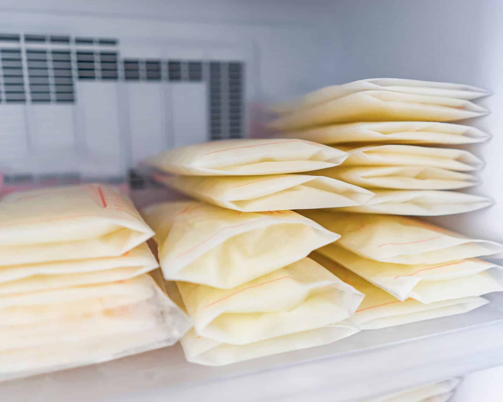 Bags of stored breastmilk illustrating safe milk storage.