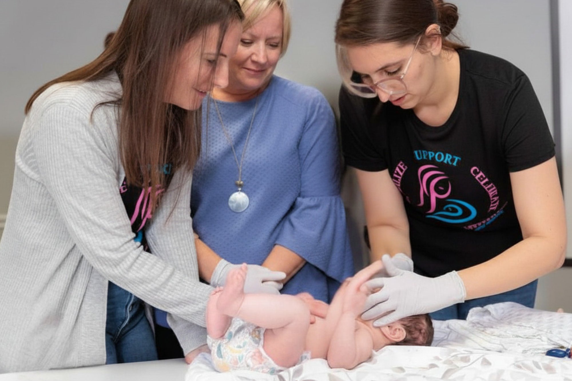 A close-up of an infant’s mouth and chin during a feeding and oral-function evaluation