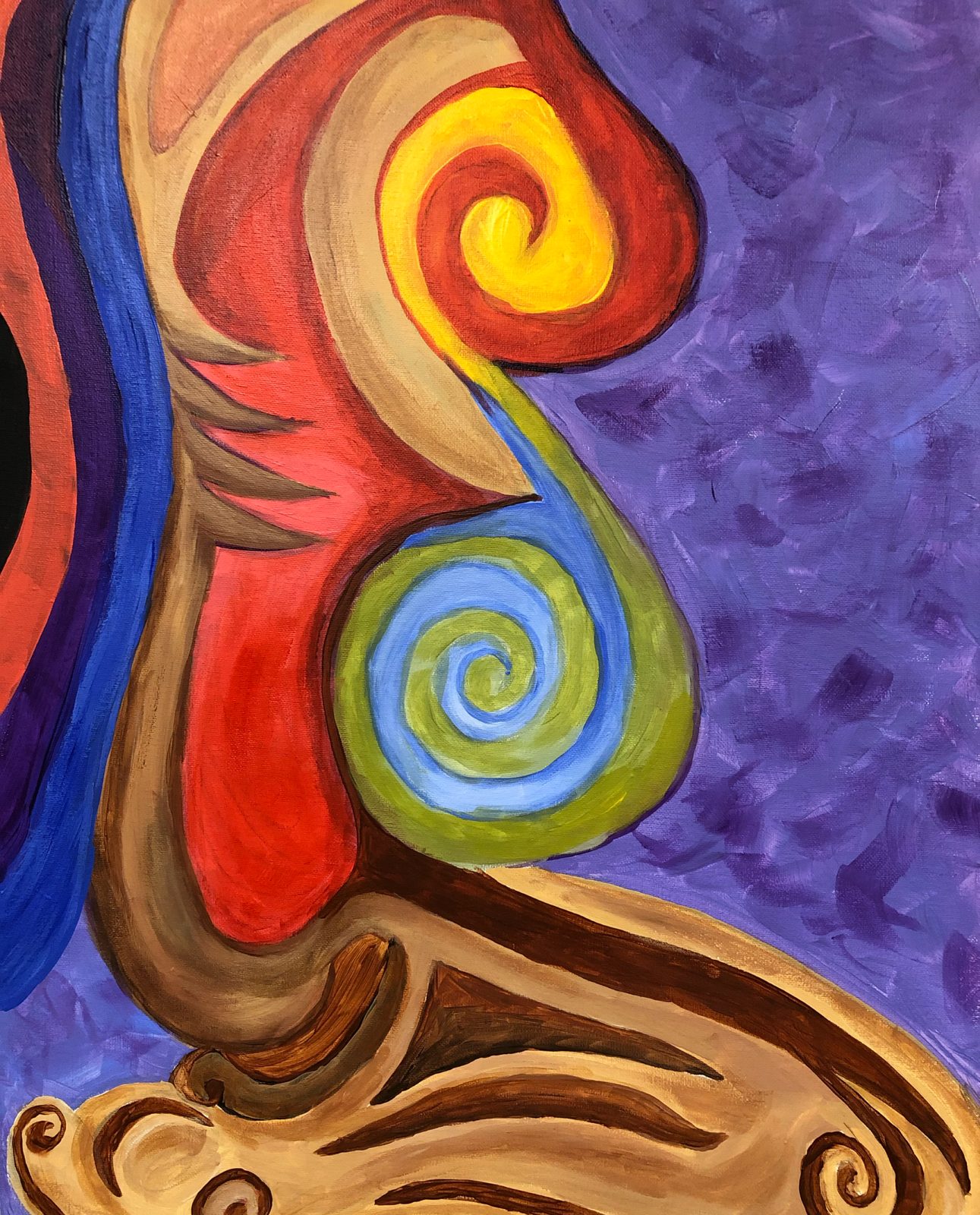 Mother and Child Collection 17 Abstract Momma I: abstract spiral painting of mother and child, by Suzanne Juel