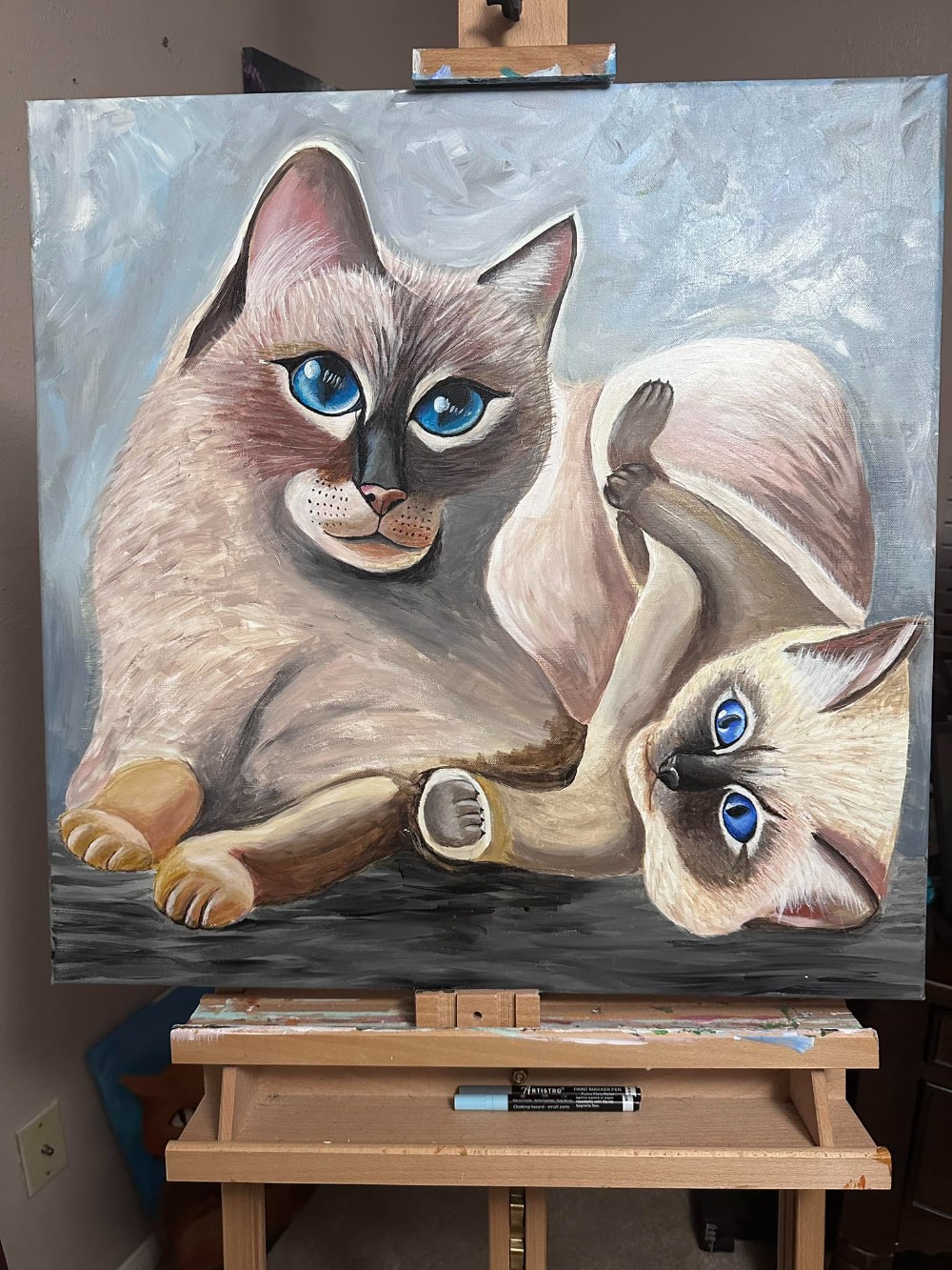 Mother and Child Collection 7 Siamese: a Siamese cat with her kitten, by Suzanne Juel