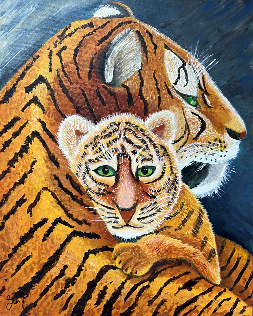 Tigers, mother and cub, from the Across Species series, by Suzanne Juel